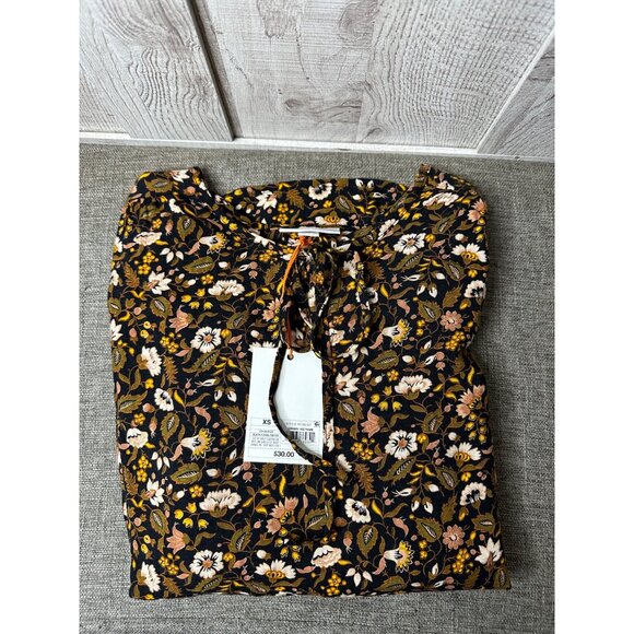 Knox Rose Womens XS Floral Long Sleeve Blouse Black/Multicolor 100% Rayon - Picture 3 of 7